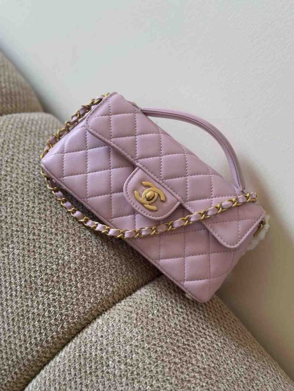 chanel top handle mini flap lavender