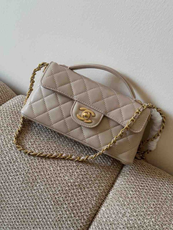 chanel top handle mini flap gray