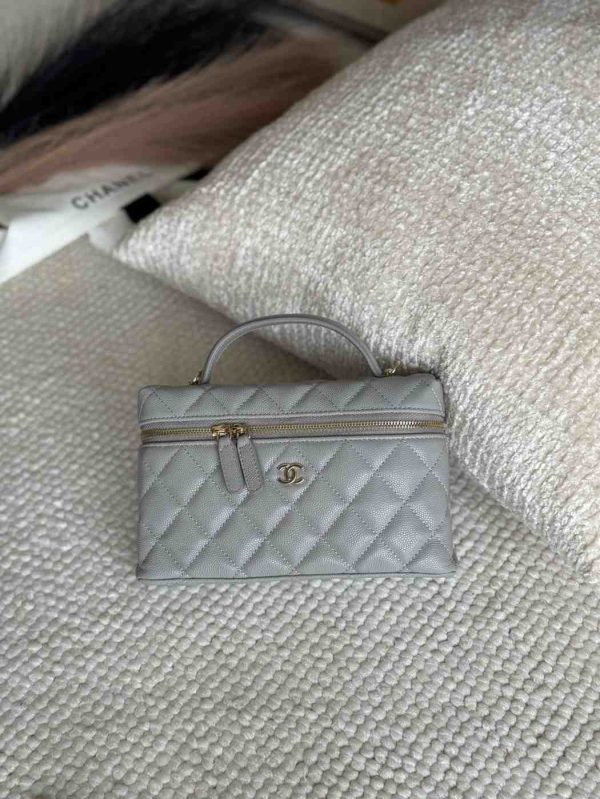 Chanel 25c top handle vanity bag ash