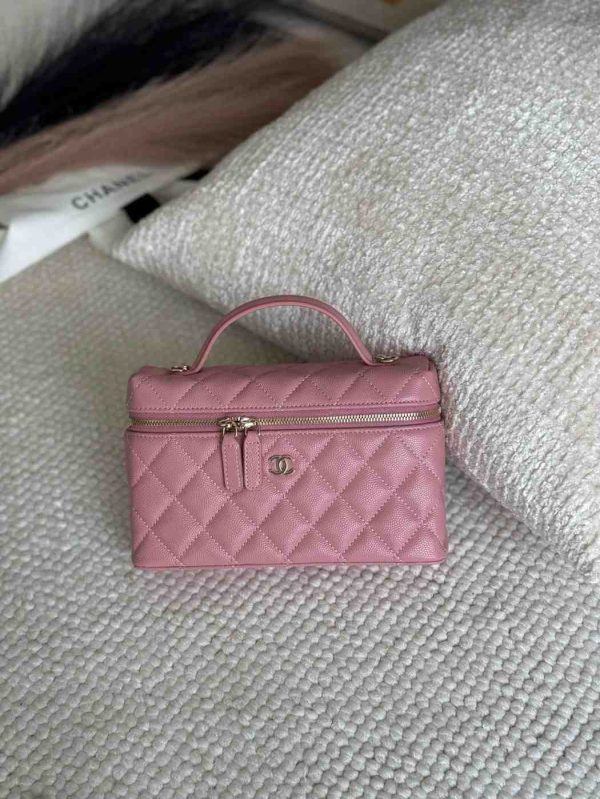 Chanel 25c top handle vanity bag pink