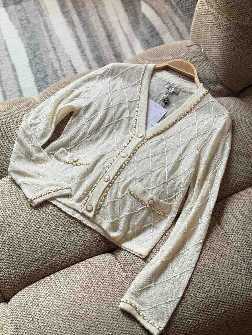 Chanel Round Neck Button Up Long Sleeve Cardigan - Image 3