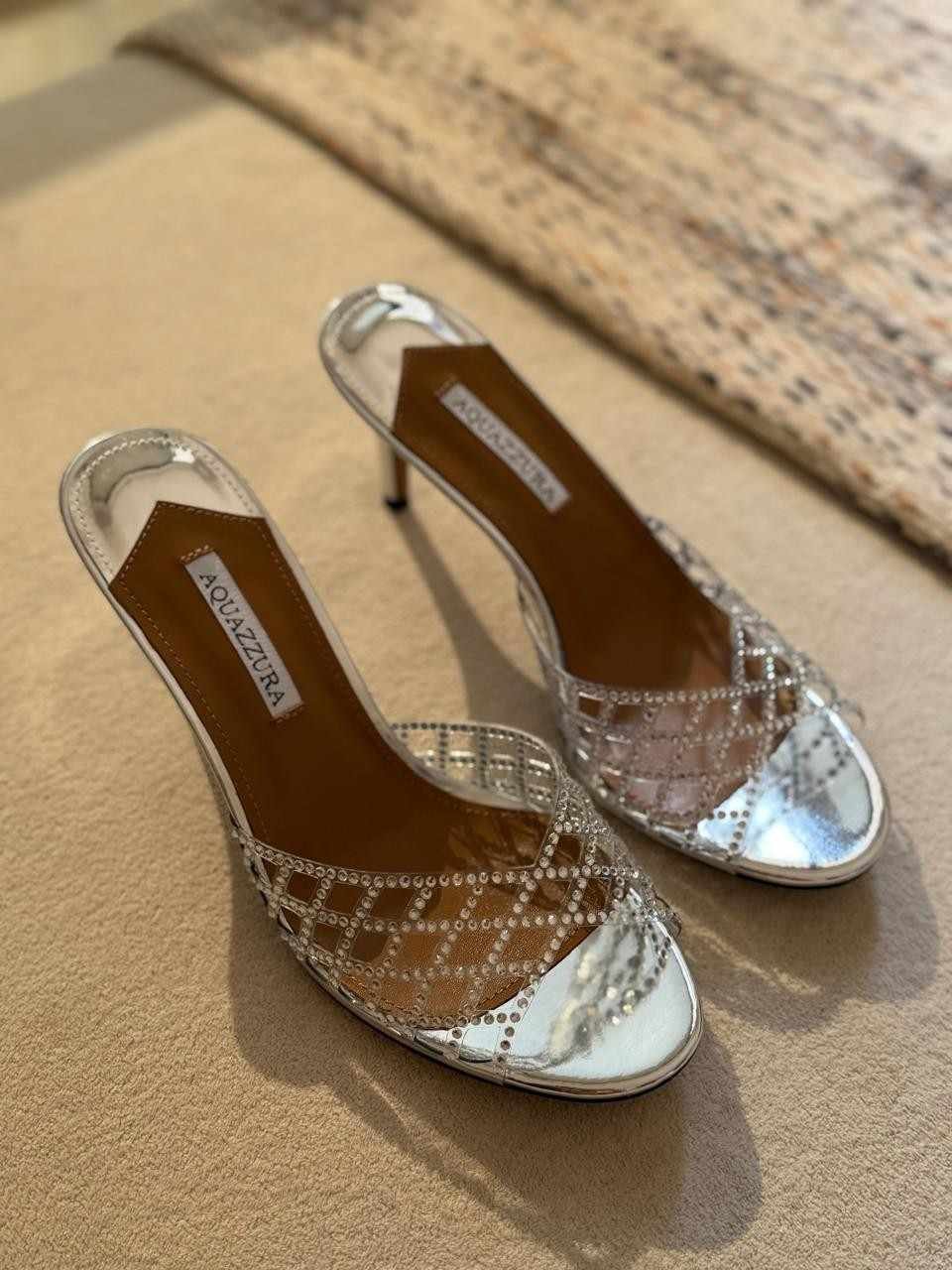 Aquazzura lumiere crystal cutout mules