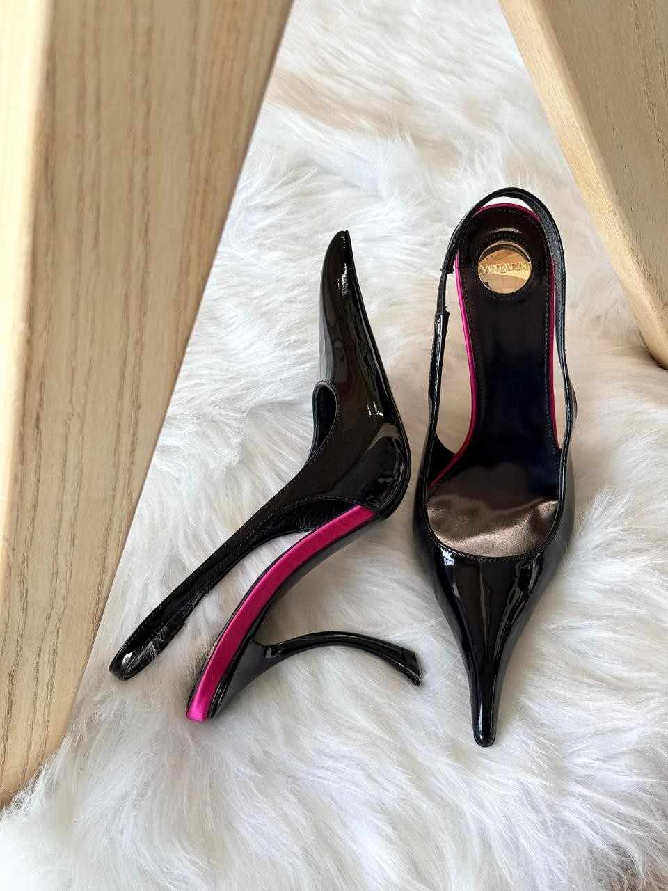 YSL vendome 110 slingback pumps black