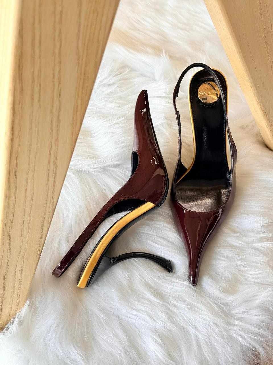 YSL vendome 110 slingback pumps brown