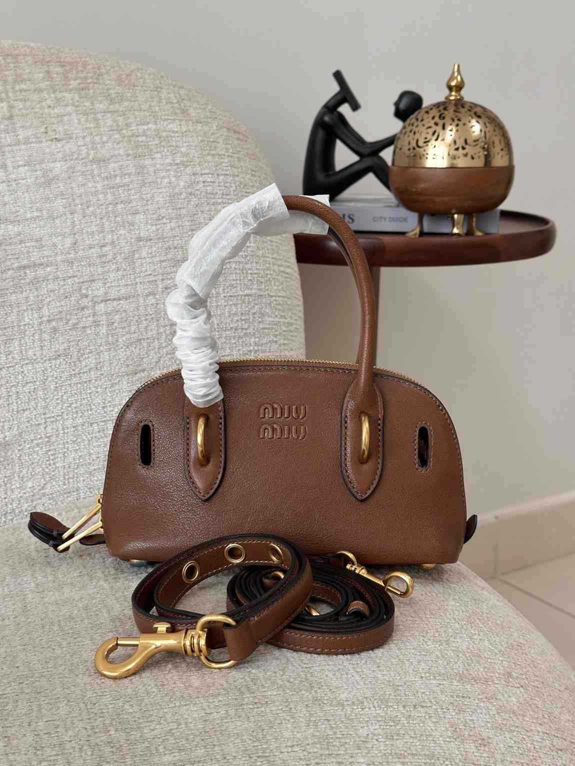 Miu miu mini aventure nappa leather bag Light brown
