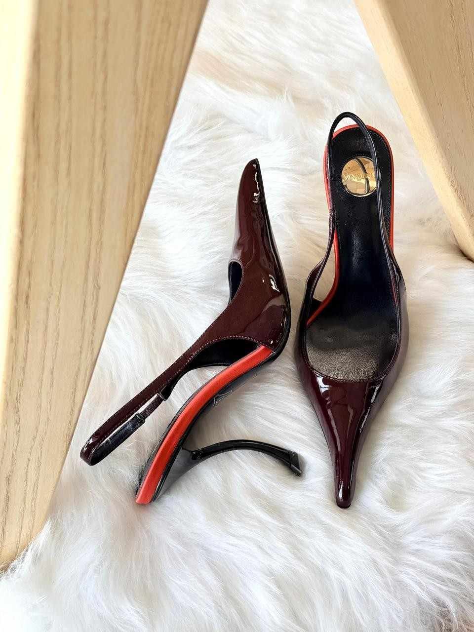 YSL vendome 110 slingback pumps dark brown