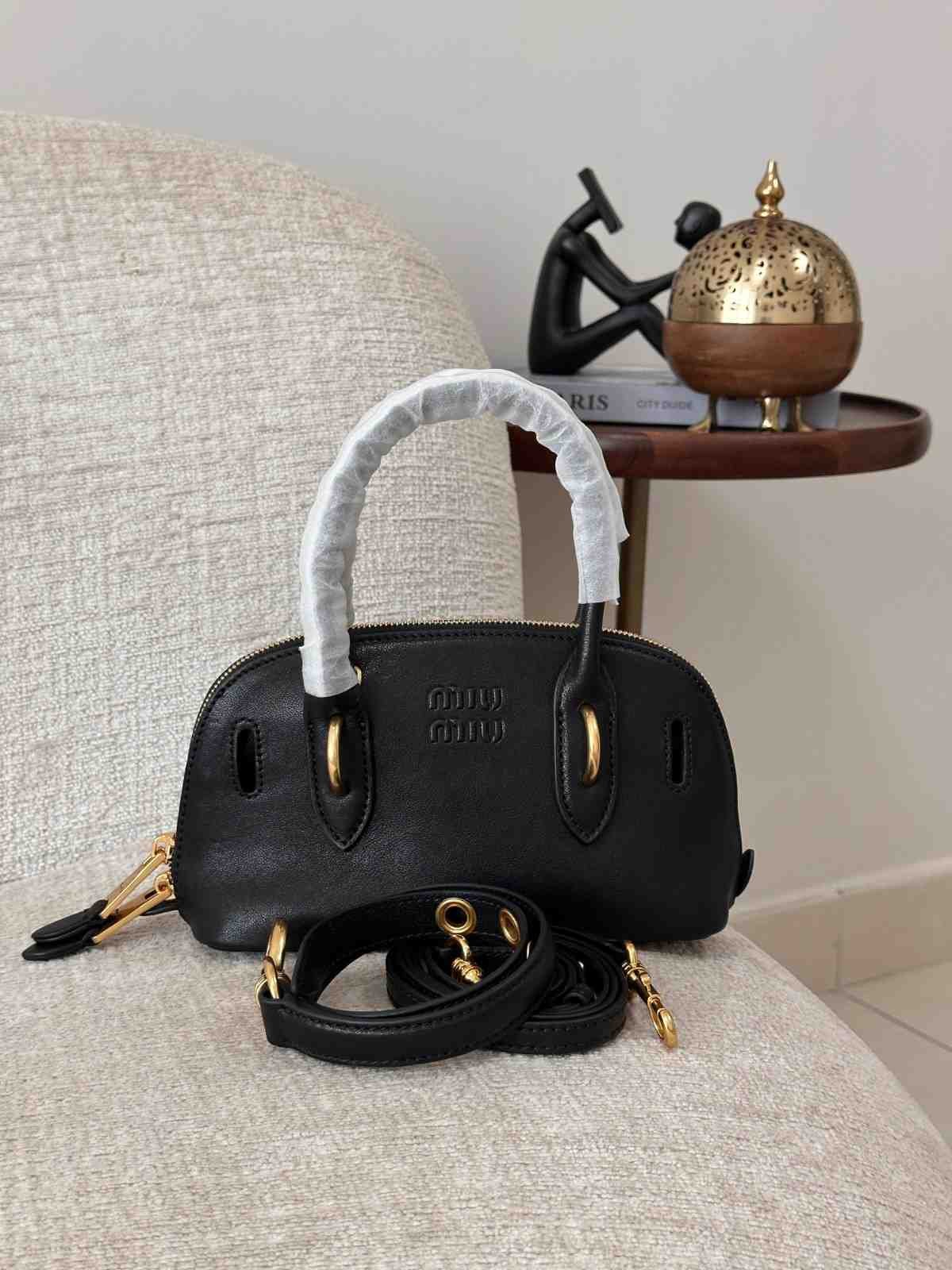 Miu miu mini aventure nappa leather bag black