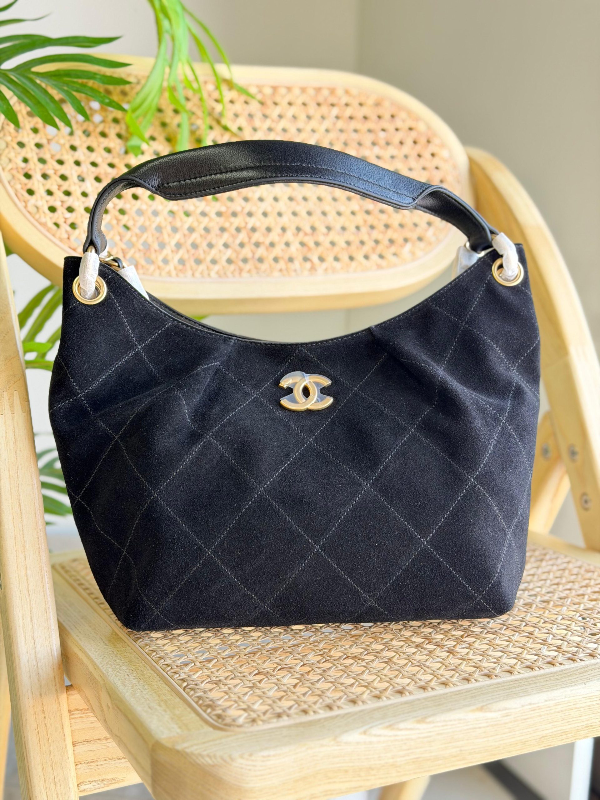 Chanel Hobo Bag Suede leather blackcolour