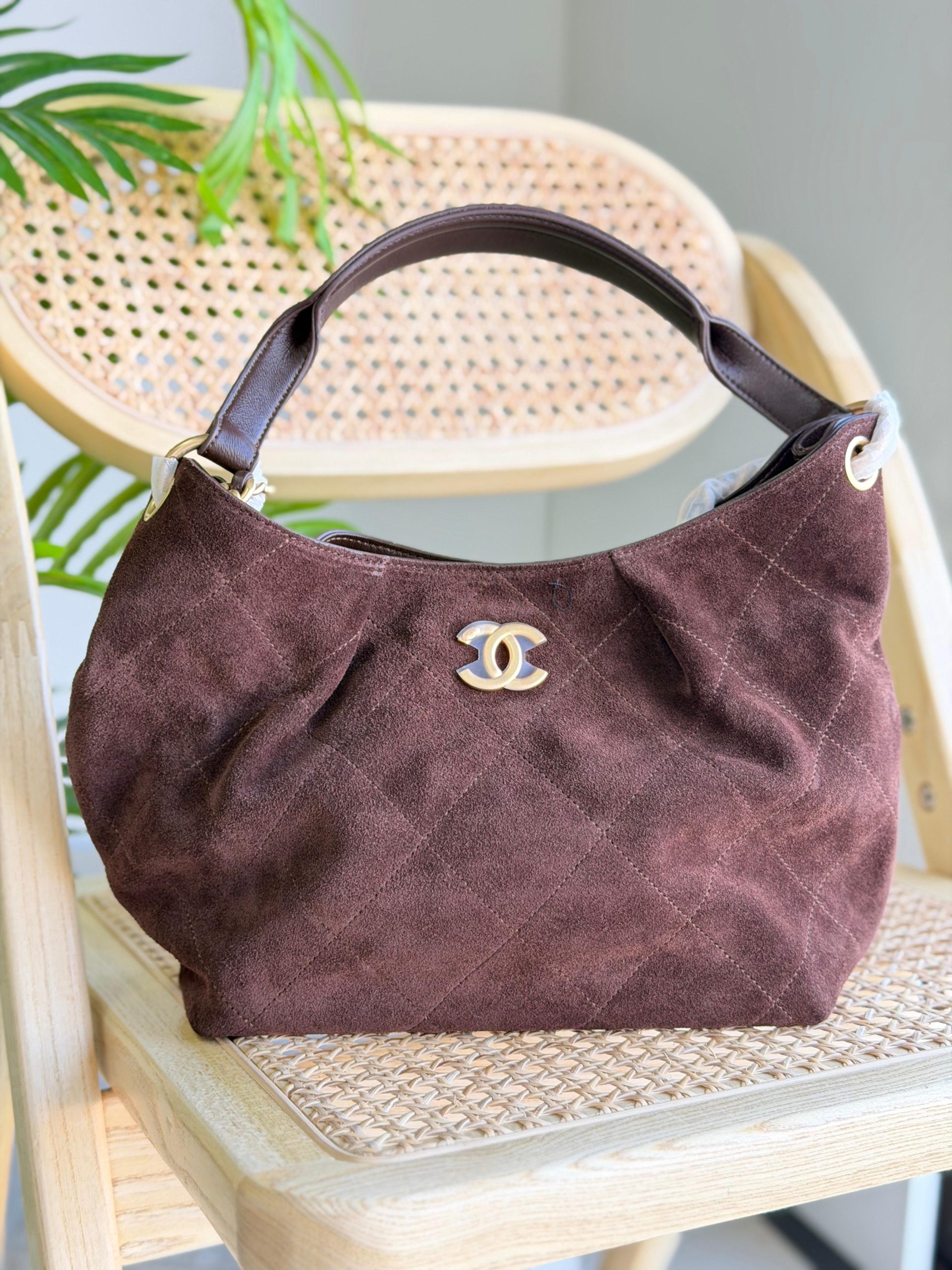 Chanel Hobo Bag Suede leather maroon colour
