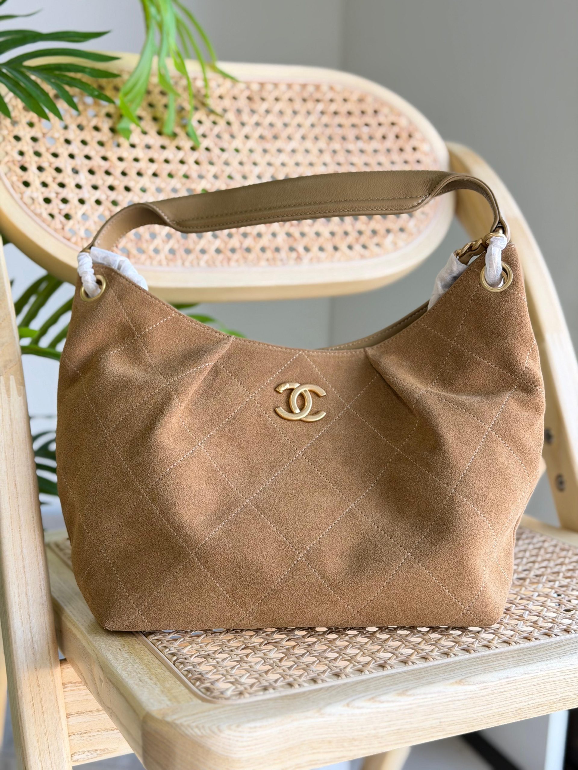 Chanel Hobo Bag Suede leather beige colour