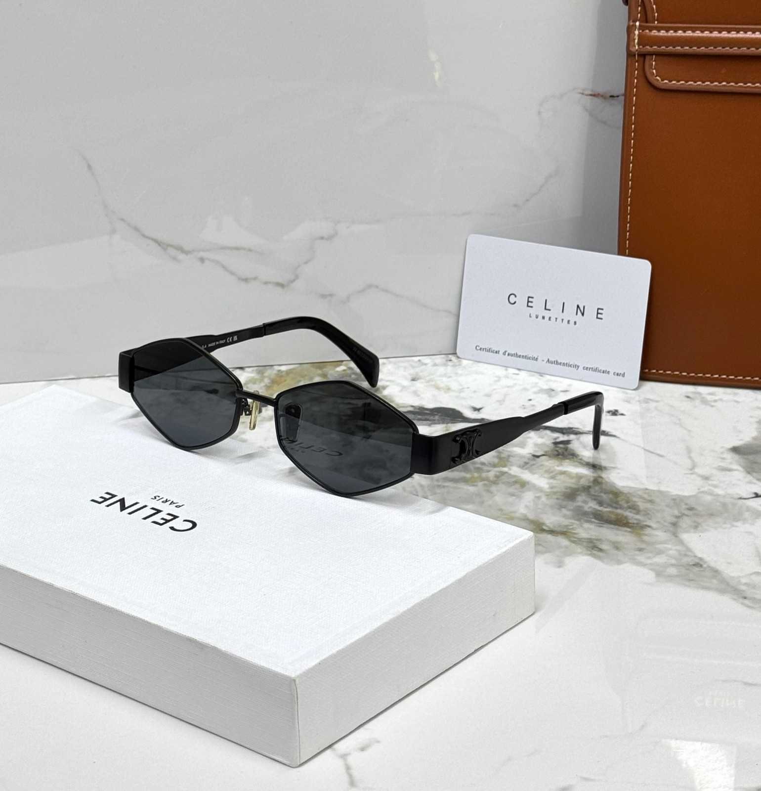 Celine women's hexagonal metal sunglass black