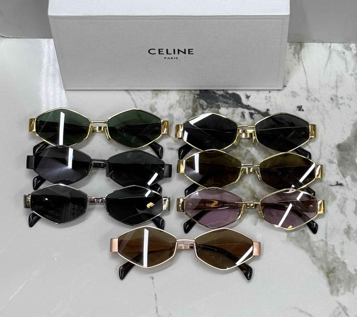 Celine women's hexagonal metal sunglass