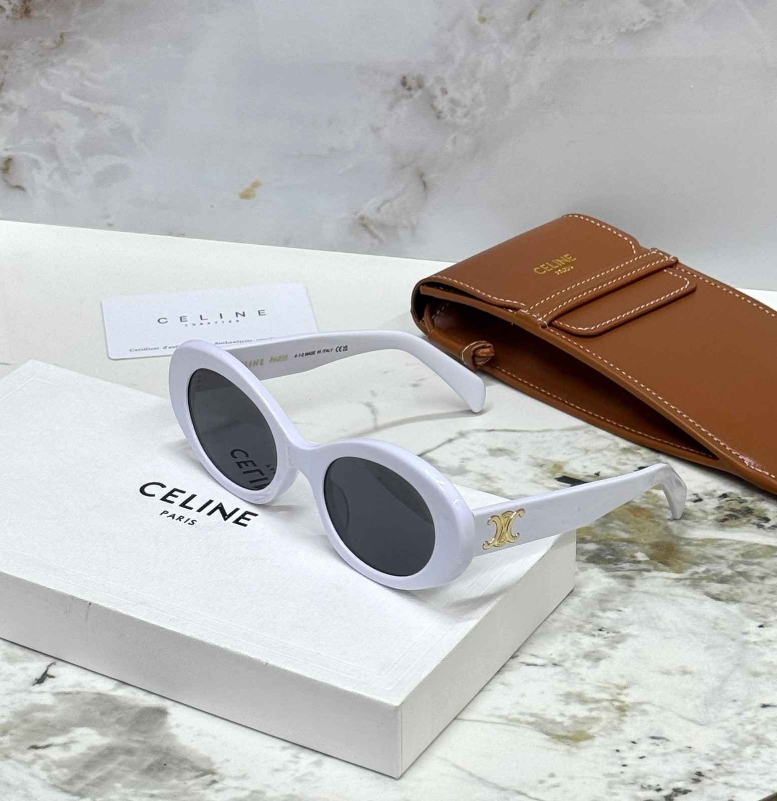 celine triomphe 01 oval sunglasses white