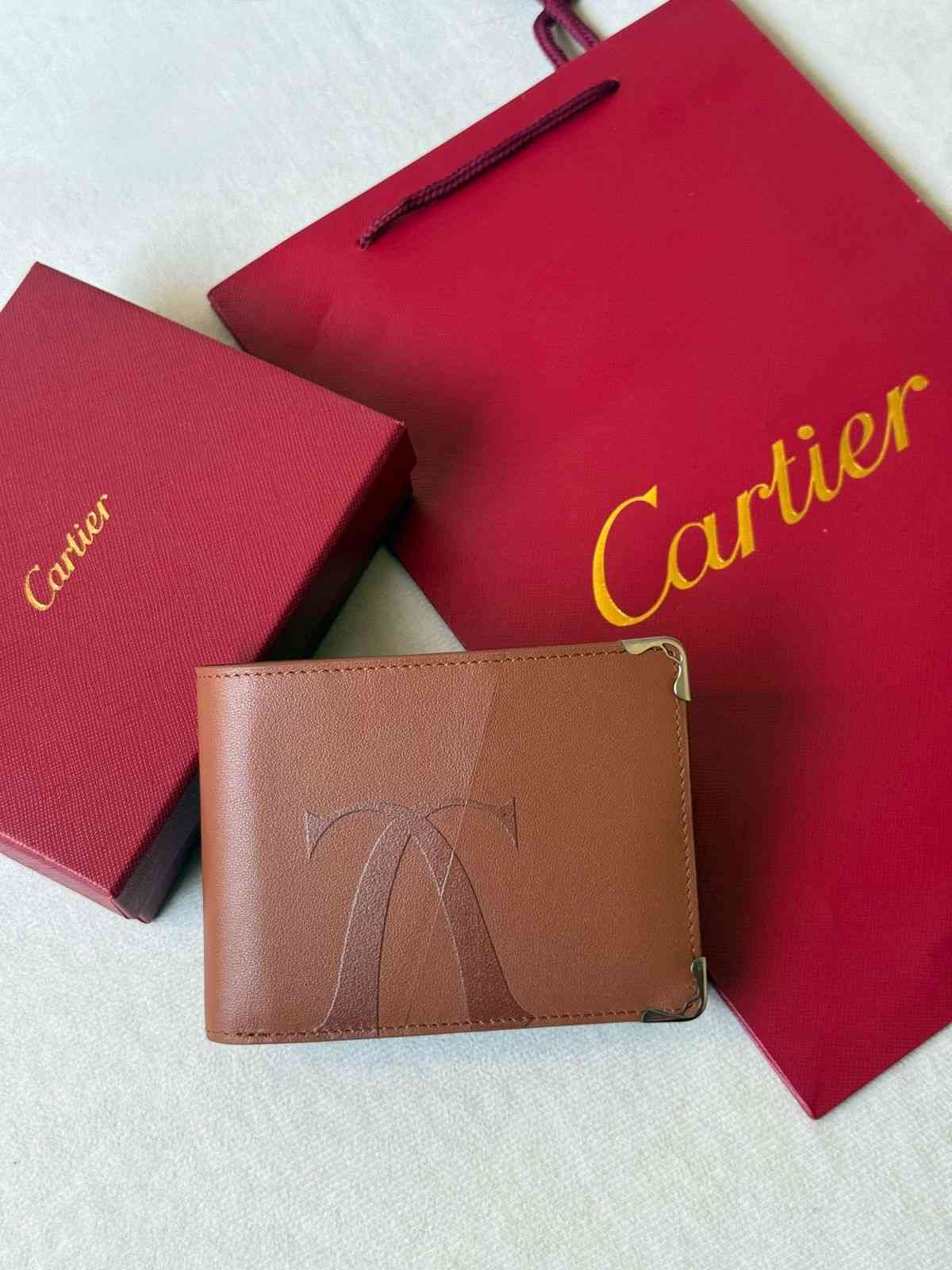 must de cartier xl logo bifold wallet brown
