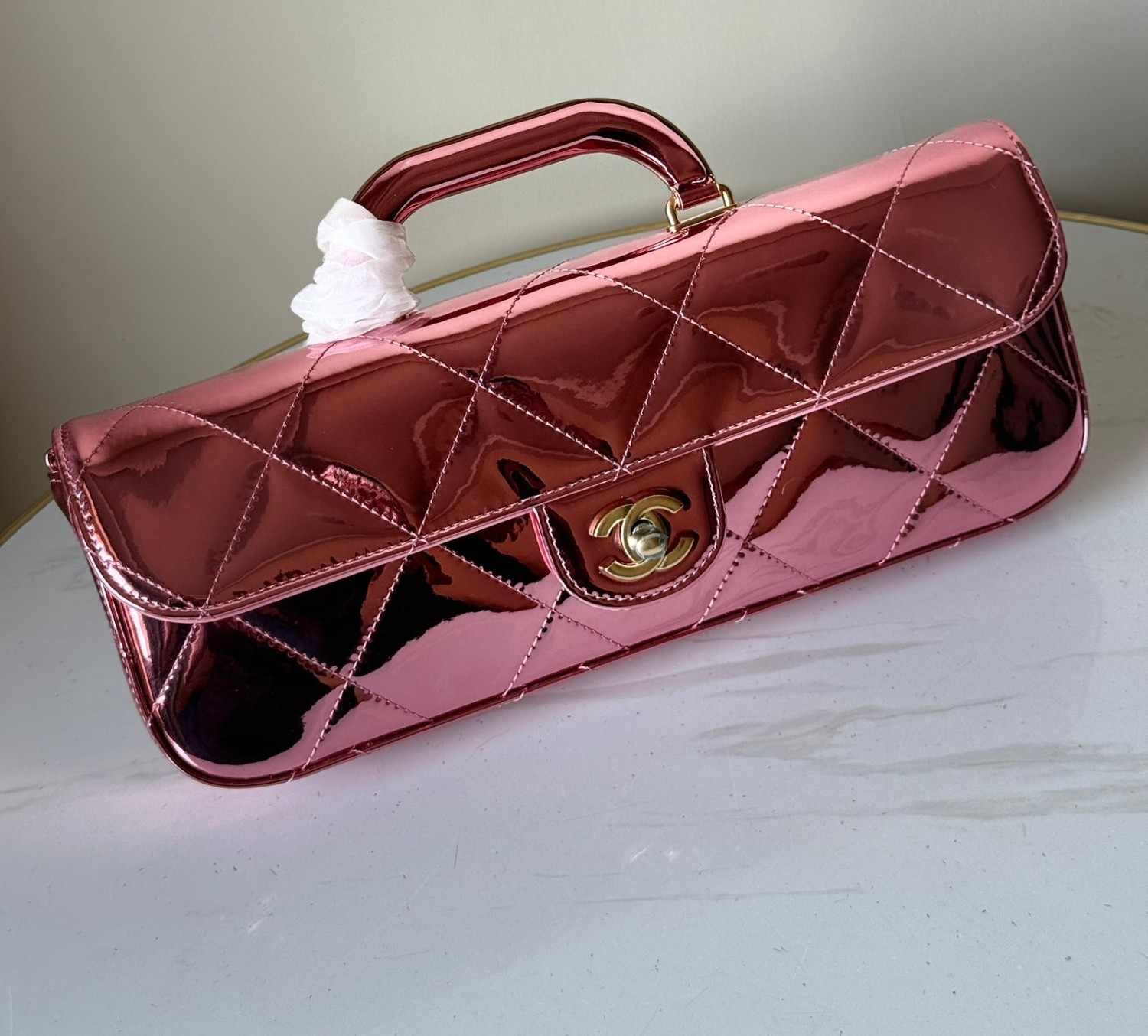 Chanel Metallic Mirror Calfskin & Gold-Tone Metal Top Handle Bag