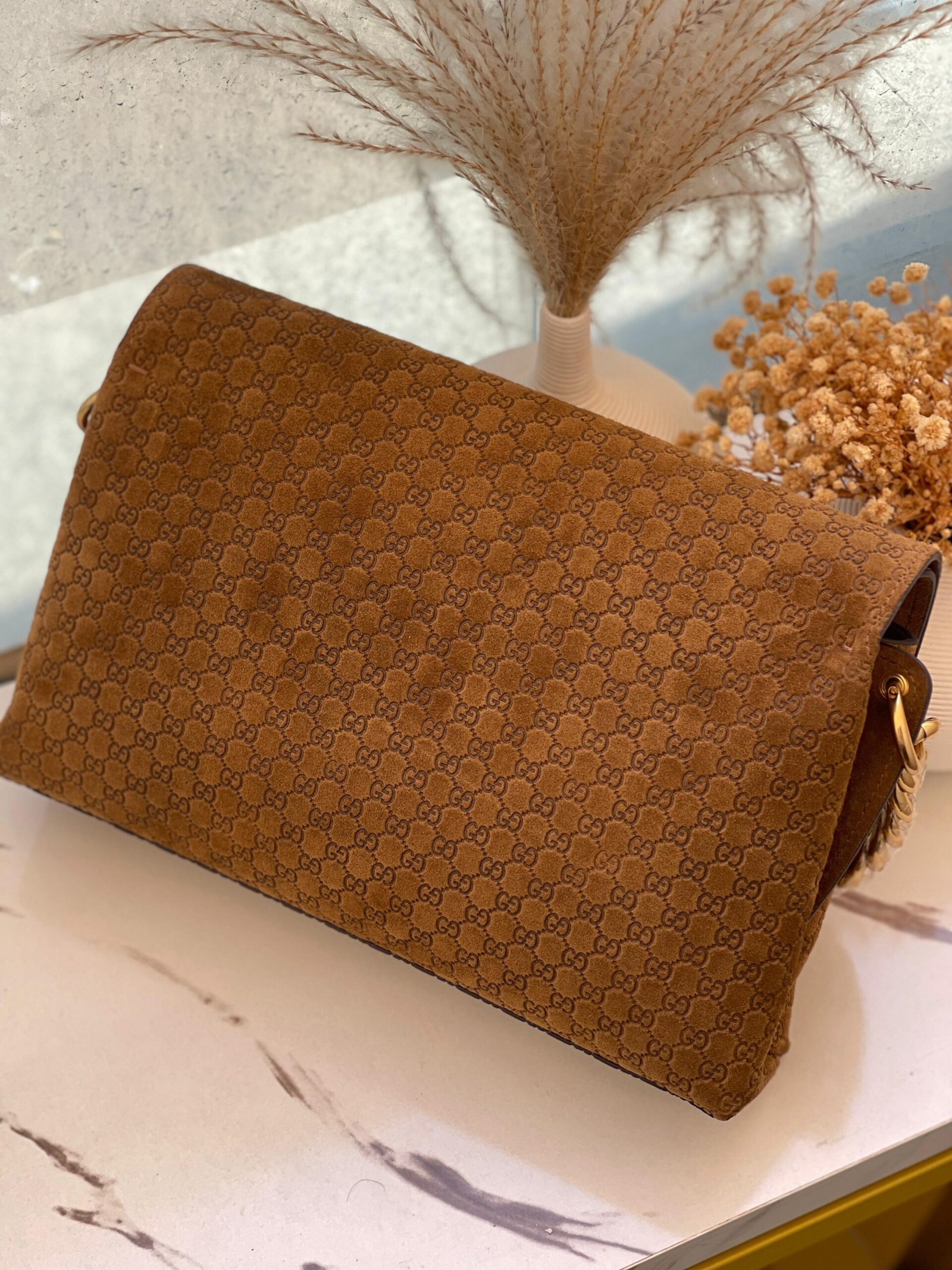 Gucci Shoulder Bag GG Chain Brown