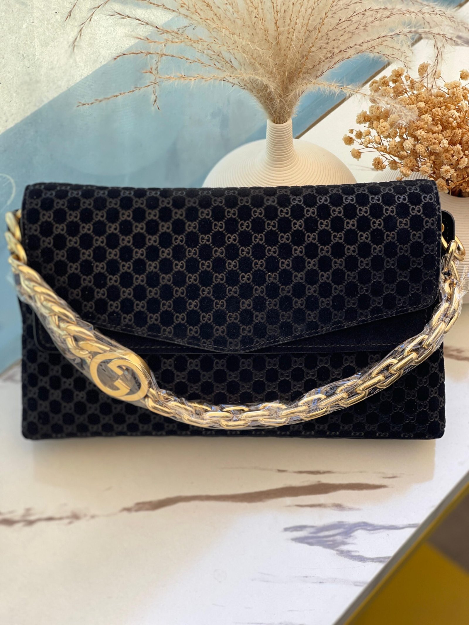 Gucci Shoulder Bag GG Chain Blue