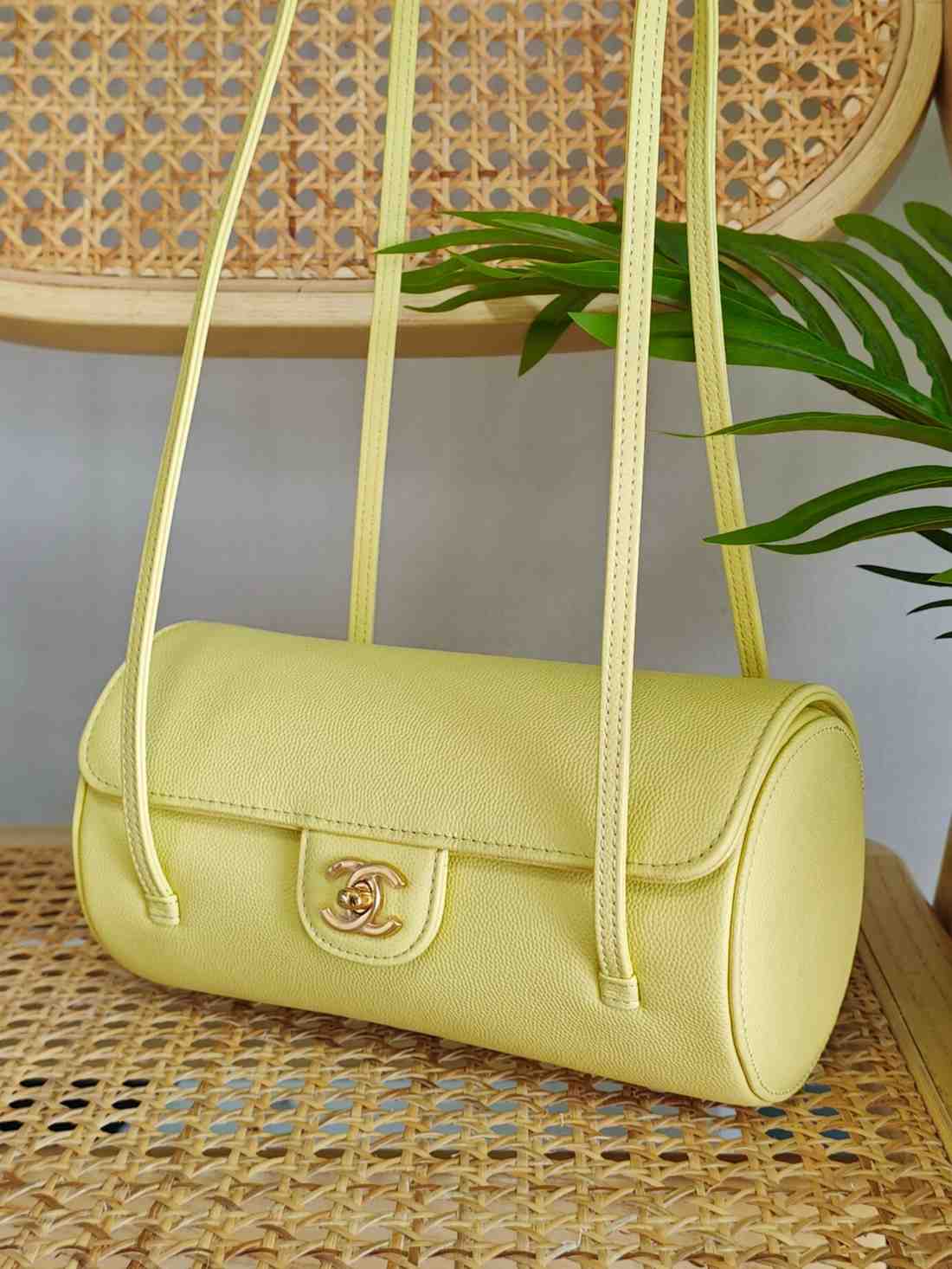 Chanel Preppy Coco Bowling Bag in yellow colour