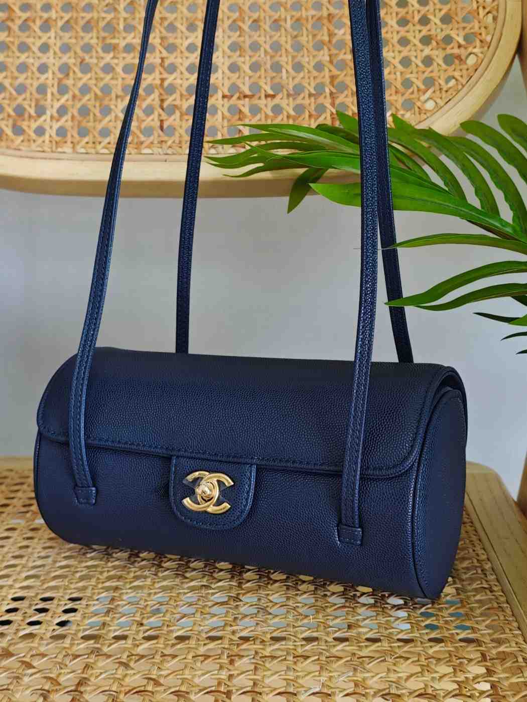 Chanel Preppy Coco Bowling Bag in dark blue colour