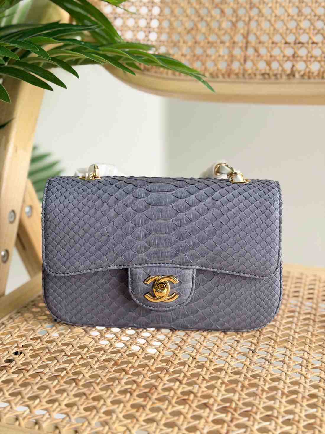 Chanel Classic Flap Bag Python Leather - Image 5