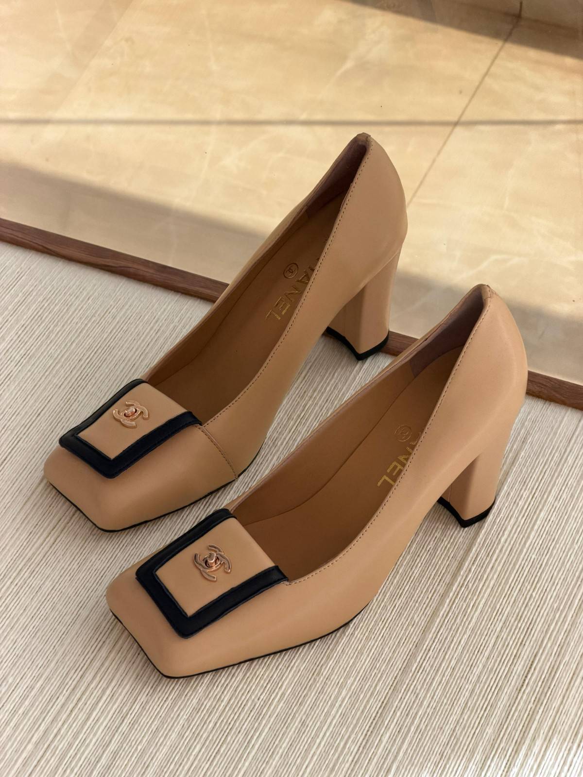 Chanel 26S Slingback Heels With Square Toe - Image 2