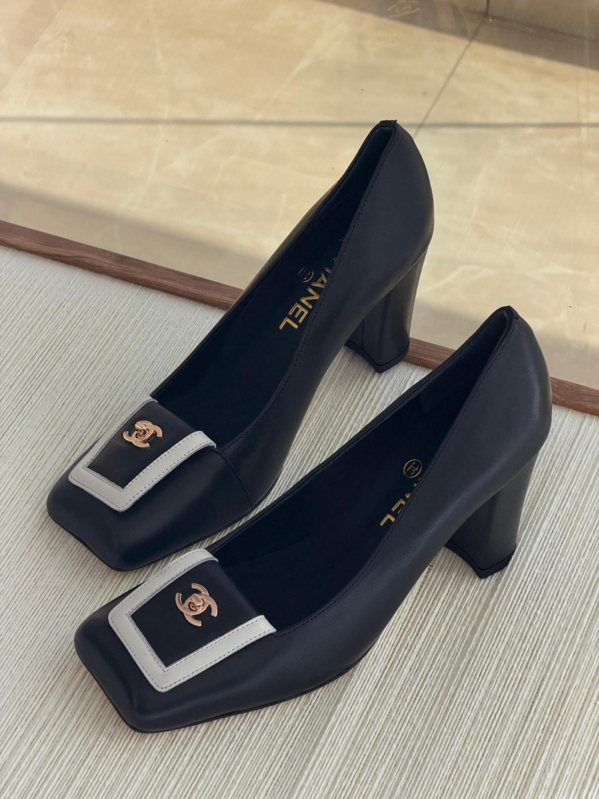 Chanel 26S Slingback Heels With Square Toe