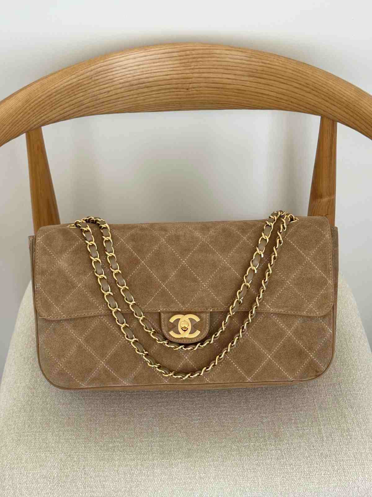 Chanel Maxi Souplissimo Flap Bag Dark Beige Suede Calfskin - Image 3