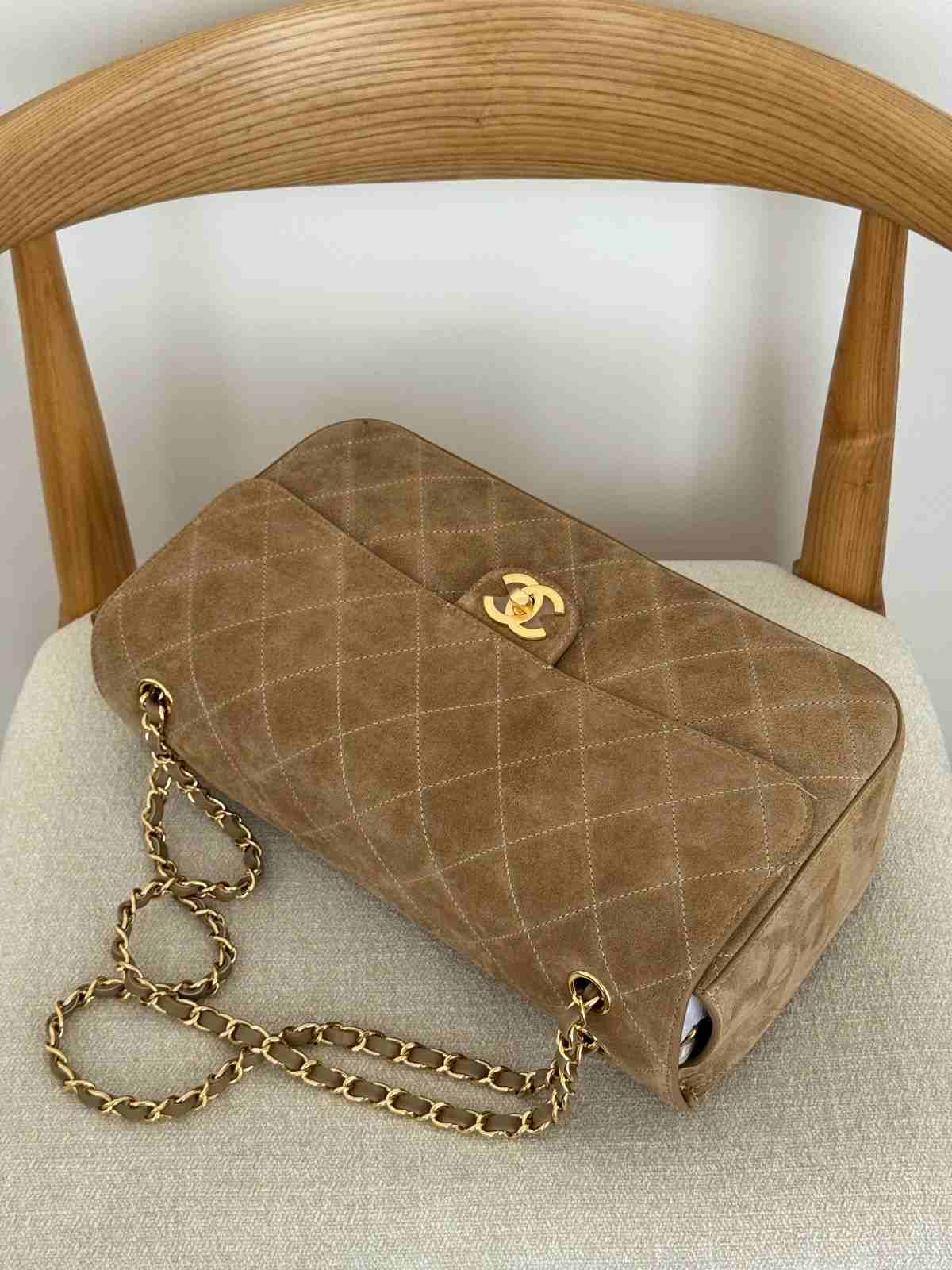 Chanel Maxi Souplissimo Flap Bag Dark Beige Suede Calfskin - Image 4