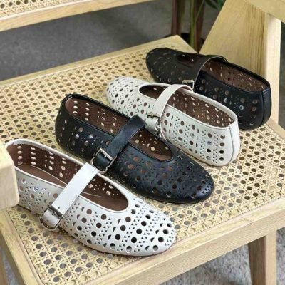 Alaïa vienna leather ballerina flats