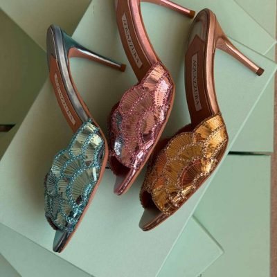 Aquazzura Ce Soir 75MM Embellished Satin Mules