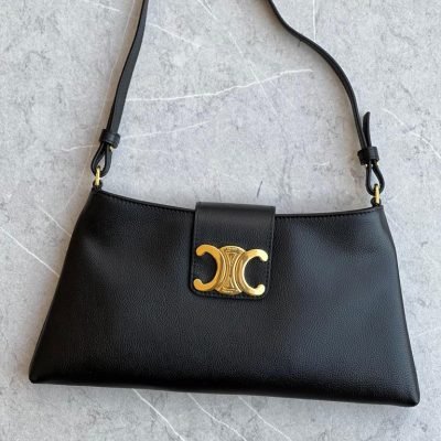 celine black wiltern clutch triomphe shoulder bag