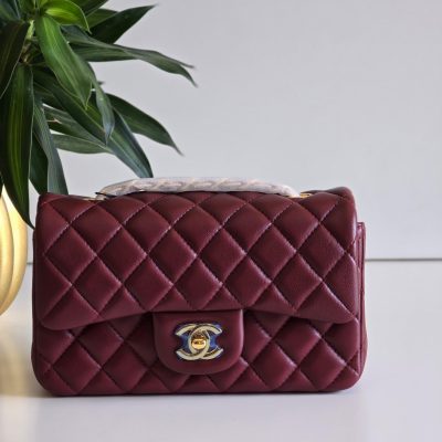Chanel double flap bag small burgundy