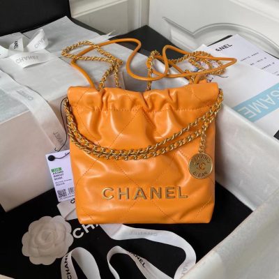 Chanel 22 mini chain handbag orange