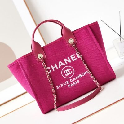 Chanel deauville pink medium tote bag