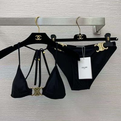 Celine Triomphe Logo Bikini Black Celine Triomphe Logo Bikini Black