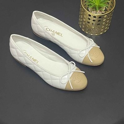 chanel ballet flats white