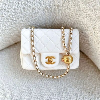 Chanel pearl crush mini white flap