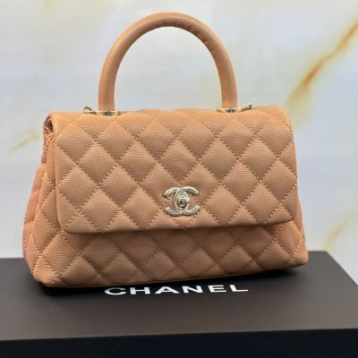 Chanel coco handle small flap bag beige