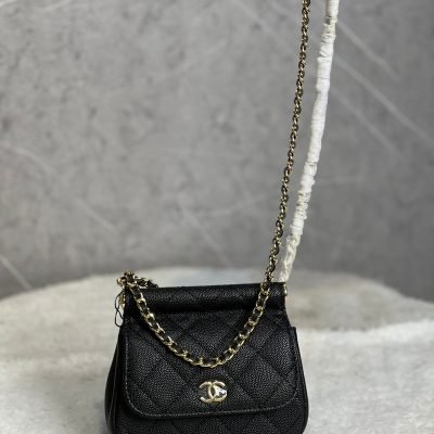 Chanel black mini clutch with chain