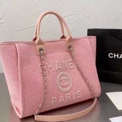 Chanel deauville pearl embroidered pink bag