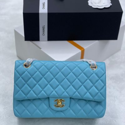 Chanel classic jumbo flap bag light blue