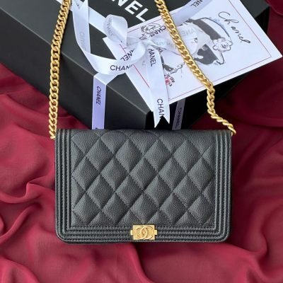 Chanel Boy wallet with chain in Black