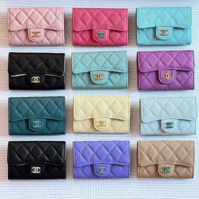 Chanel solid colour flip leather wallet
