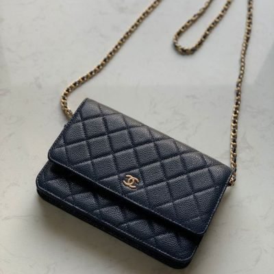 Chanel black wallet on chain 19 cm