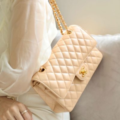 Chanel beige classic double flap 26 cm