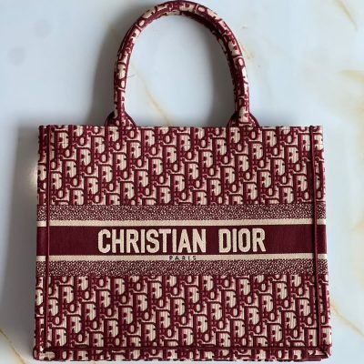Dior oblique book tote dark red medium