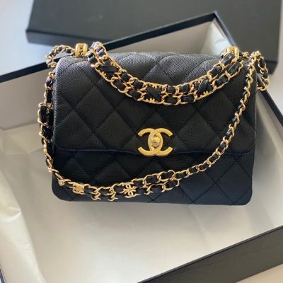 Chanel 22k coco first flap bag black