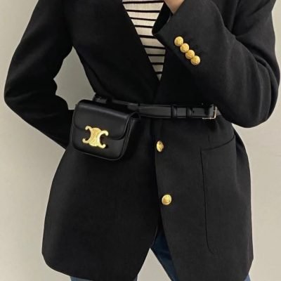 celine mini triomphe belt bag black