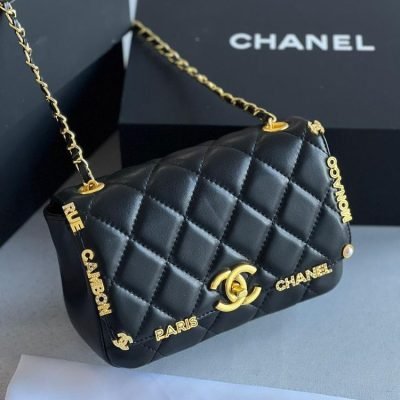 Chanel monaco black mini flap bag