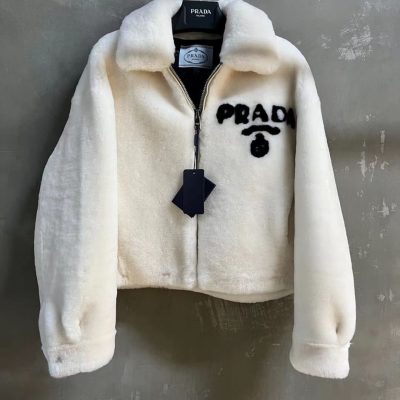 Prada Logo Embroidered Winter Wool Jacket Prada Logo Embroidered Winter Wool Jacket